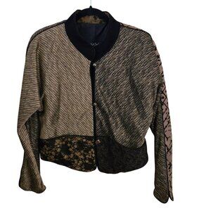Kd. Spring Vintage Mixed Media Mixed Button Metallic Bolero Jacket Size XL